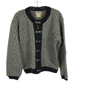 Womens Size Medium LL Bean Norwegian Wool Blend Cardigan Knit Sweater